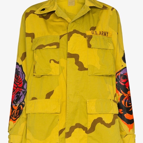 R13 Rose Print Cotton Military Jacket - Picture 5 of 5